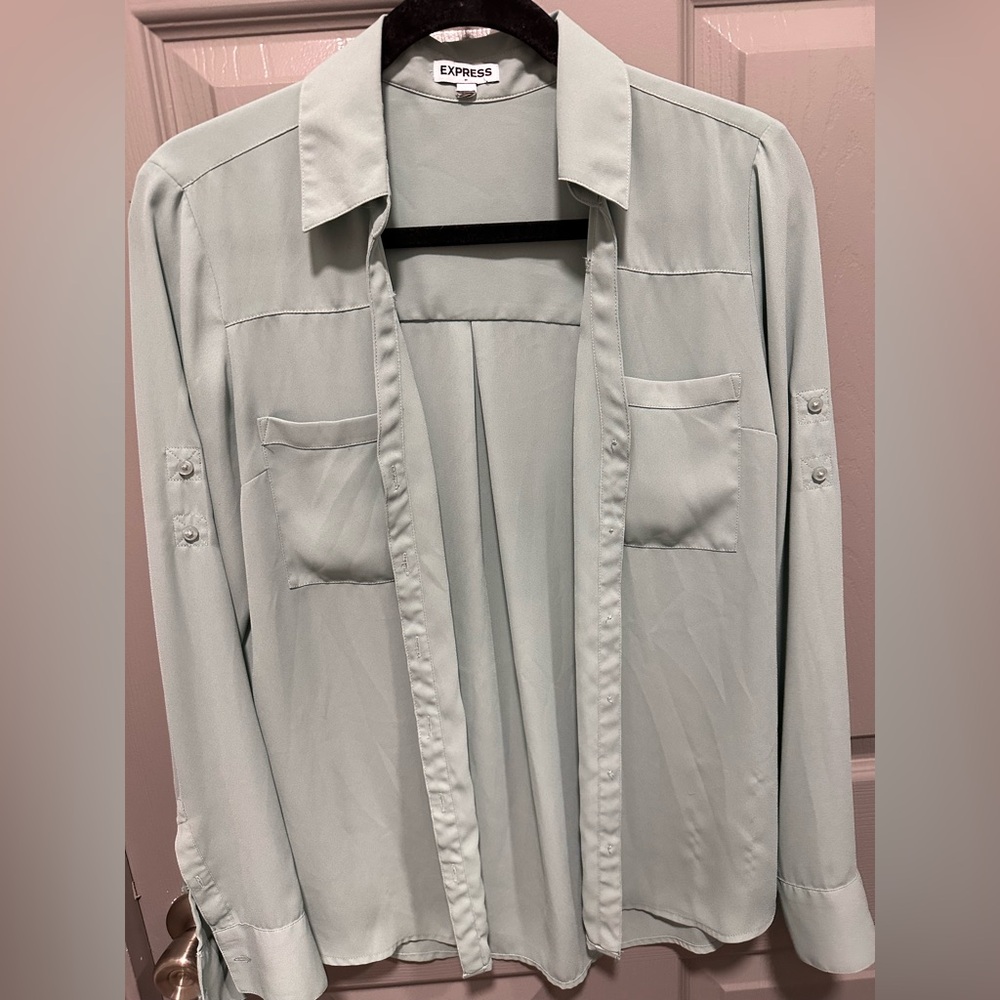 Express Soft Gray Button Down Shirt